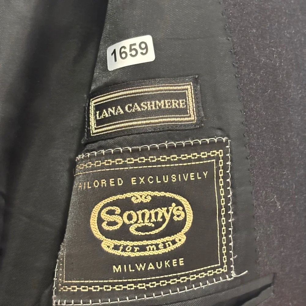Canali Mens Black Lana Cashmere Double Breasted Blazer Sport Coat Made in Italy